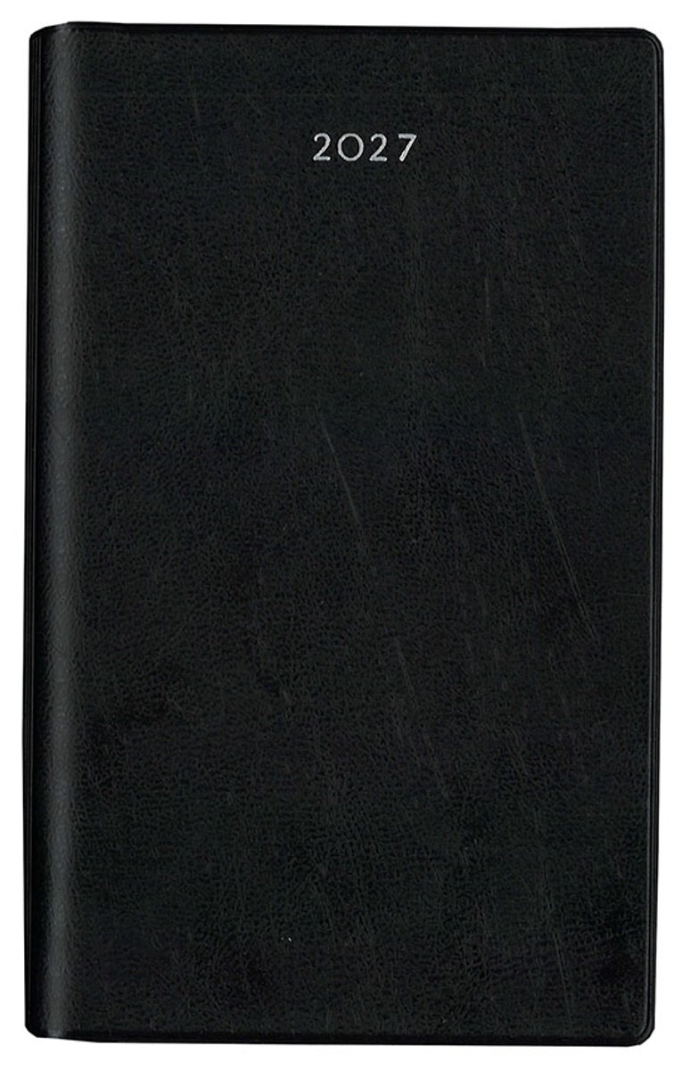 MGPcards - Zak agenda 2027 - H37 Milano - formaat A6 - week - 7 dagen 2 pagina - Nederlandstalig - Made in Italy - PVC omslag - Ringplastiek - 15.3 x 8.9 cm - Zwart