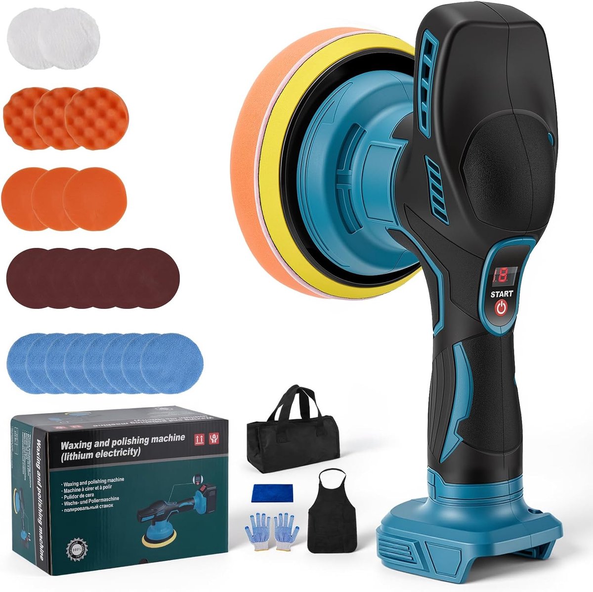 Accu-polijstmachine voor auto, 8 variabele snelheden (geen accu) - ShopVlot