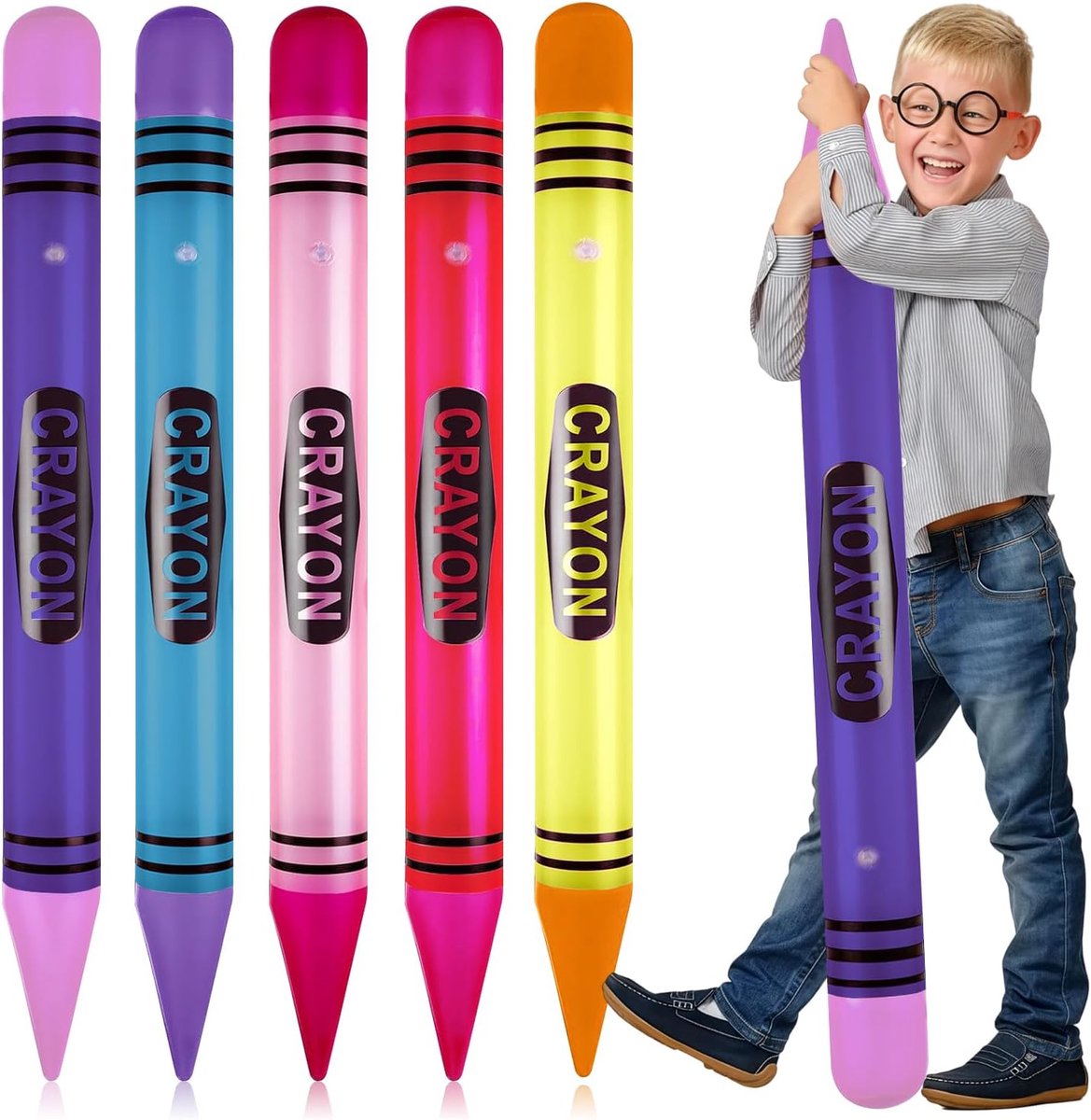 Crayon-ballonnen, opblaasbaar, 105 cm, groot, voor feestjes, school, klaslokaal, 5 stuks - ShopVlot