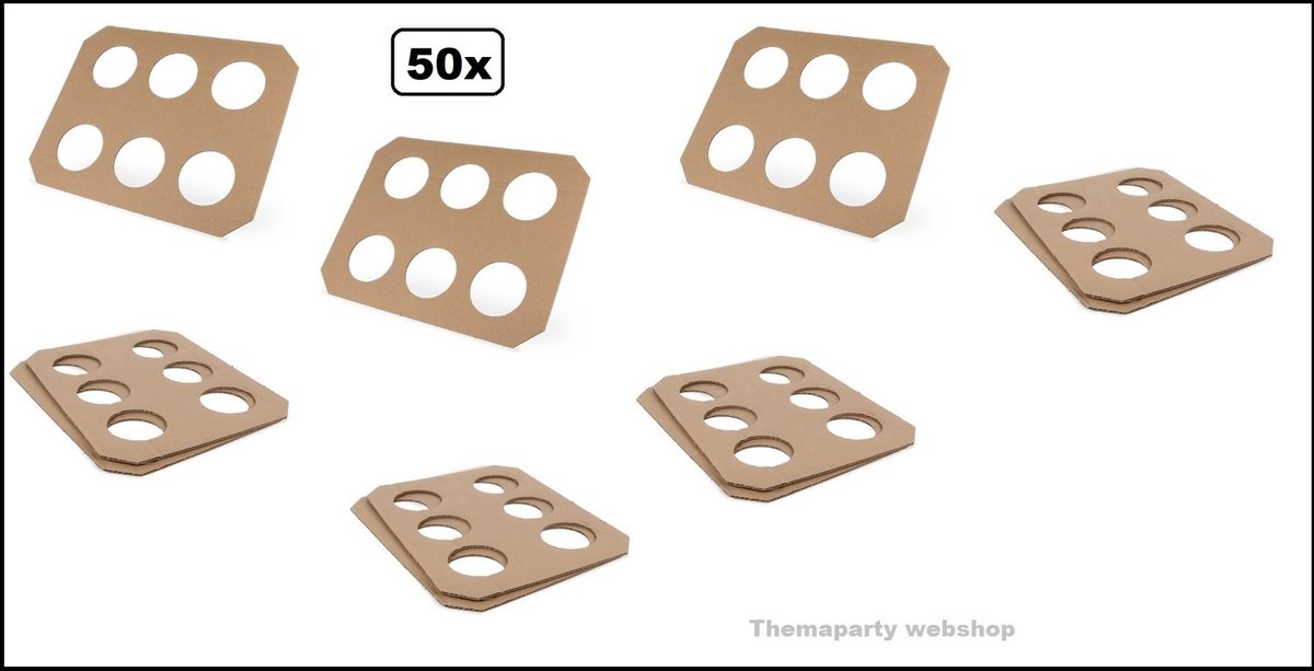 50 stuks Draagtray karton 6-vaks - Draag tray bier frisdrank koffie wijn bier feest apres ski gele rakker festival party carnaval
