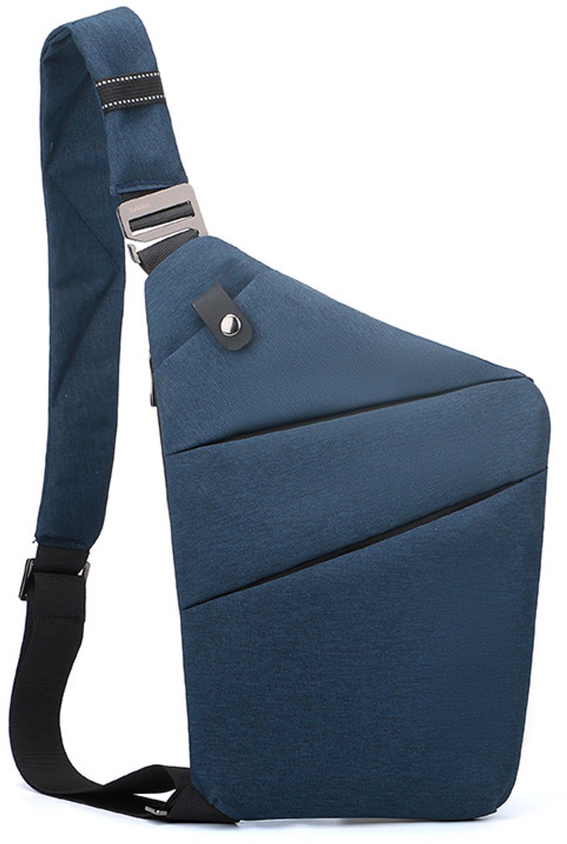 Veilige Schoudertas met Anti-Diefstal Functie - Waterdichte Crossbody Bag-schoudertas met grote capaciteit-Stijlvolle reistassen-Schoudertas links-Donkerblauw