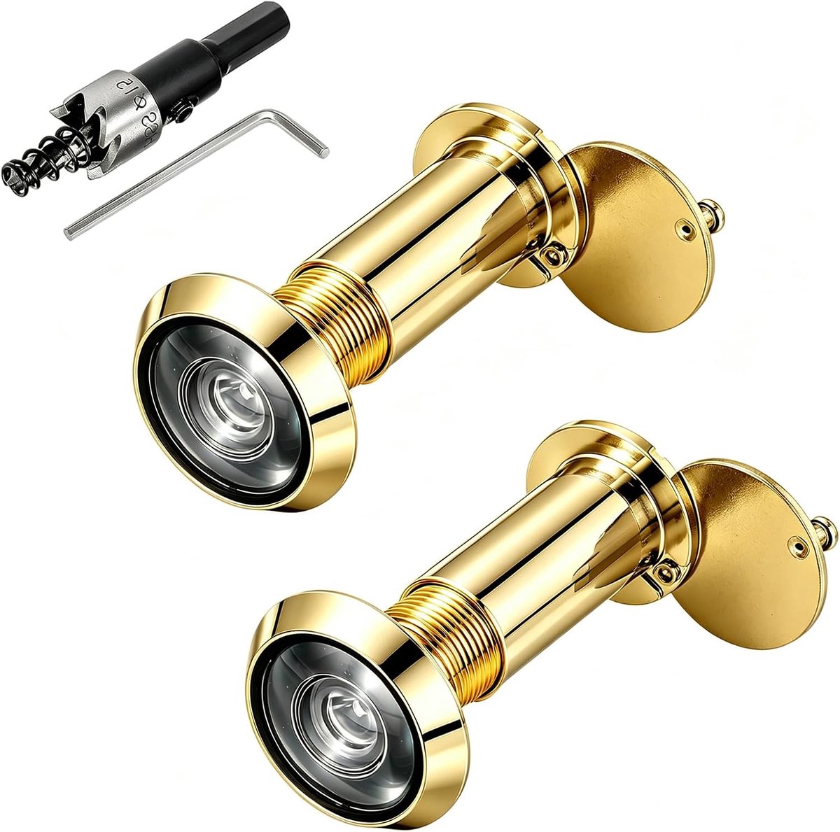 2 x Door Spy with Privacy Screen, 220° Field of View, Door Spy Without Drilling, Optical Glass Lenses, Drill Hole - ShopVlot