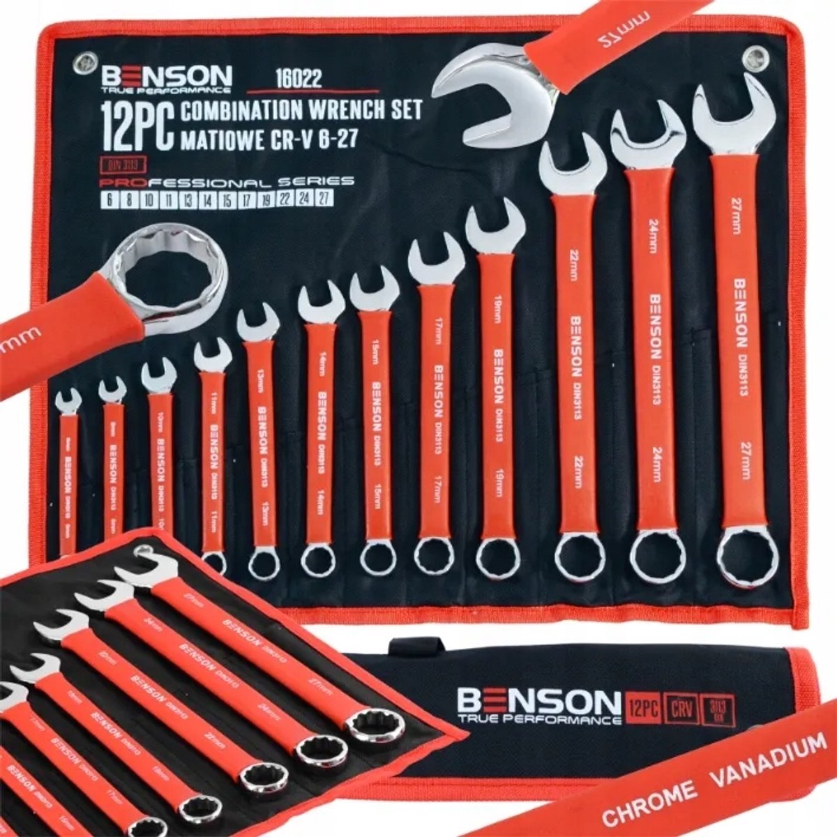 Benson by Black Ringsleutelset 6-27mm 12-delig met mat