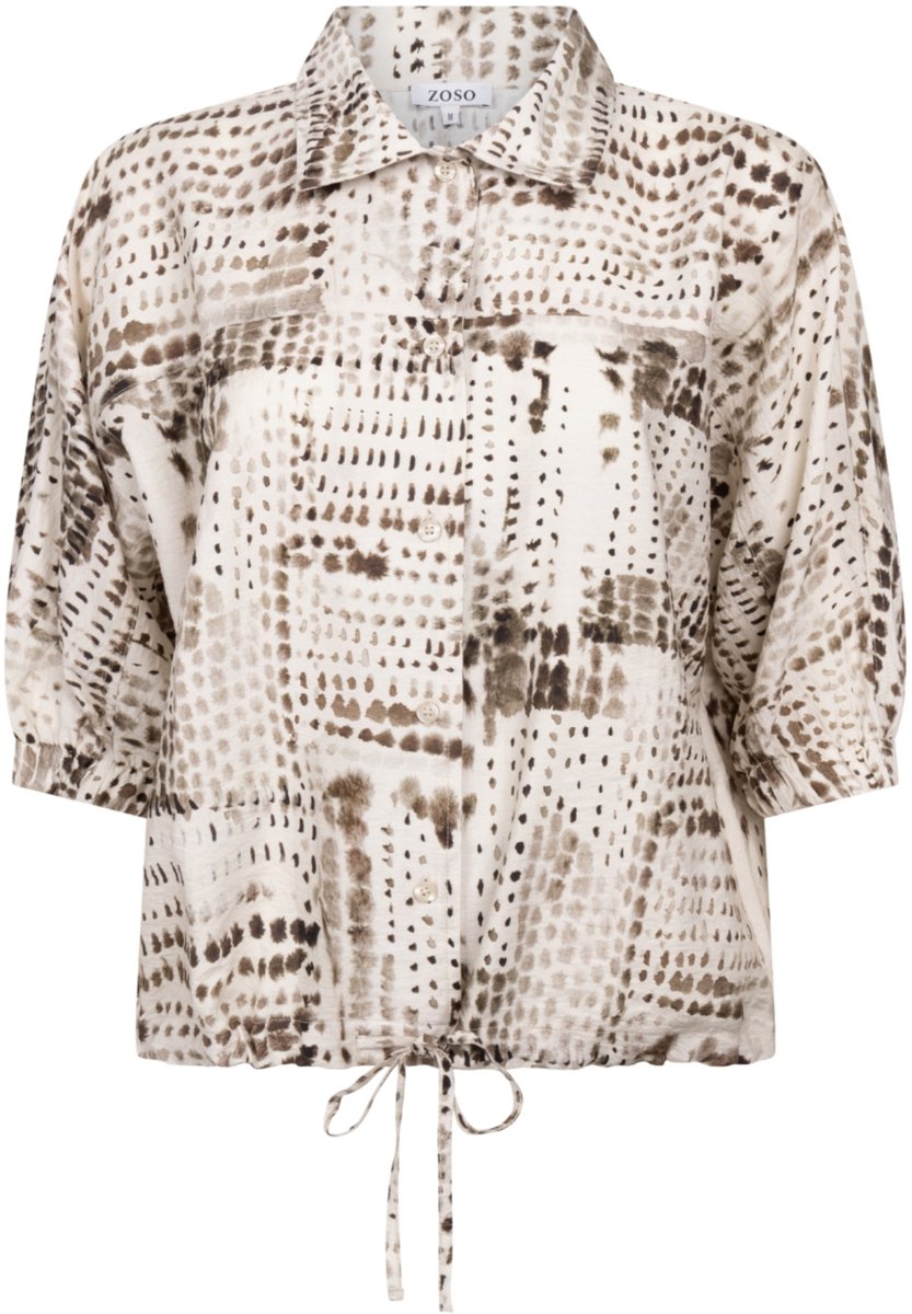 Zoso Blouse Barbara 264 Ivory-espresso Dames Maat - XL