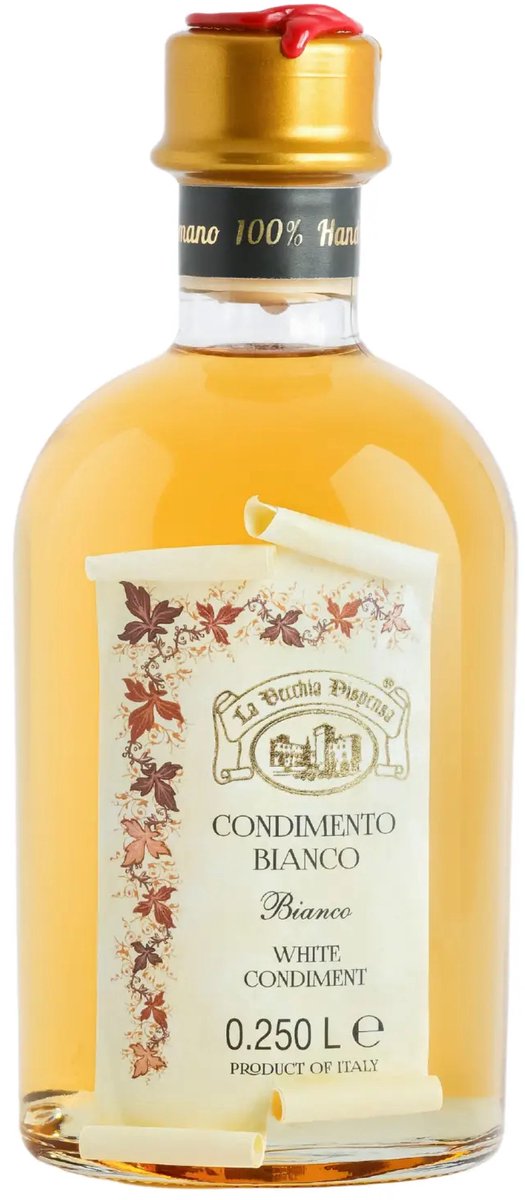 La Vecchia Dispensa - Witte Condiment - 250 ml – Italiaanse Witte Balsamico – Zoetzuur – Witte Druivenmost & Wittewijnazijn – Voor Salades, Vis & Vlees