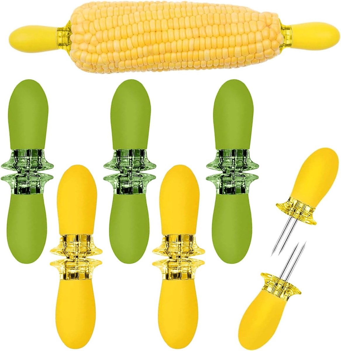 Corn Cob Skewers, 12pcs/6 Pairs, Stainless Steel, Corn Cob Holders, Grill Accessories, Food Forks, Grill Forks, Grill - ShopVlot
