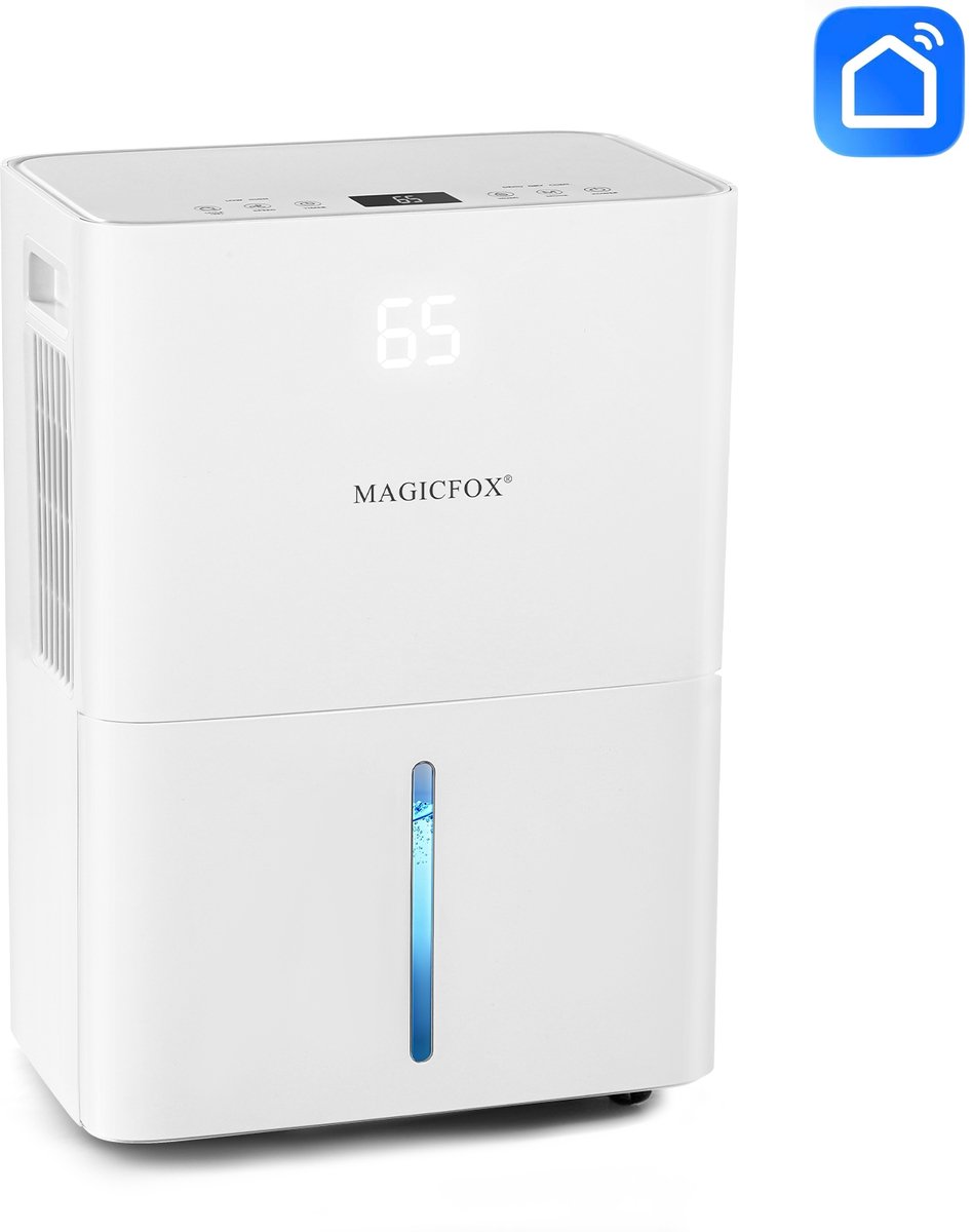 MAGICFOX Luchtontvochtiger – 15 L per Dag – Geschikt tot 40 m² – 3 Modi, Timerfunctie en 2 Snelheden – 347 W – Voor Woonkamer en Slaapkamer-Aansluitbaar op slimme netwerken