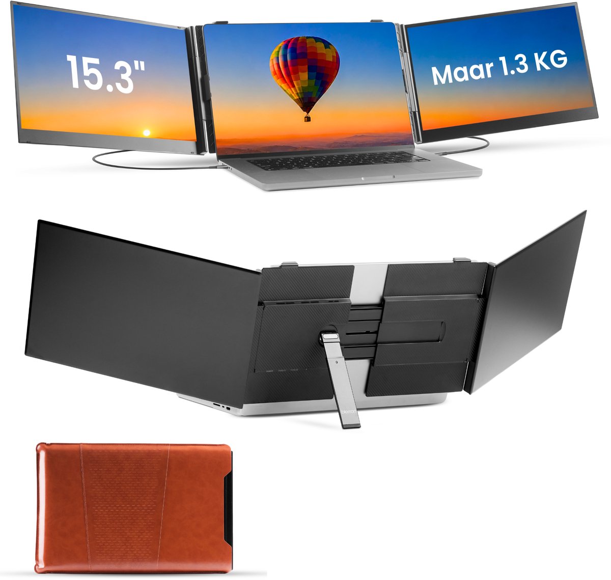 Blerron Flex - 15.3 Inch - Portable Monitoren - Slechts 1.3 KG - Draagbare Monitor - Portable Monitor - Beeldscherm - USB-C/HDMI - 1920x1200 FHD