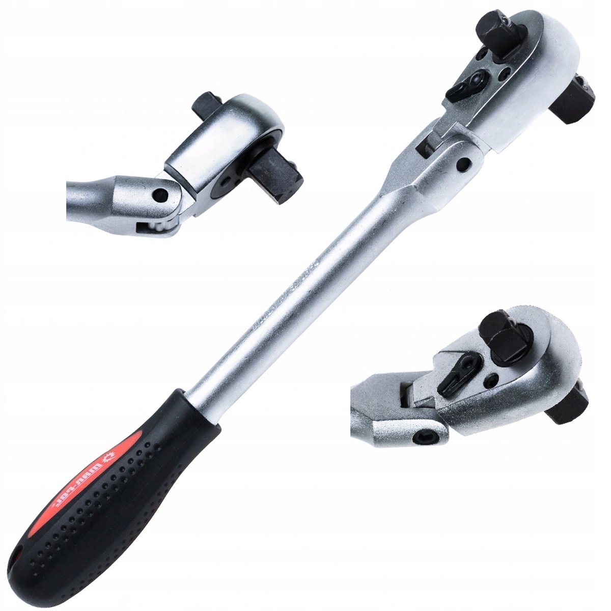 Professionele Ratel 1/2" & 3/8" met Flexibele Kop en Rubberen Handvat