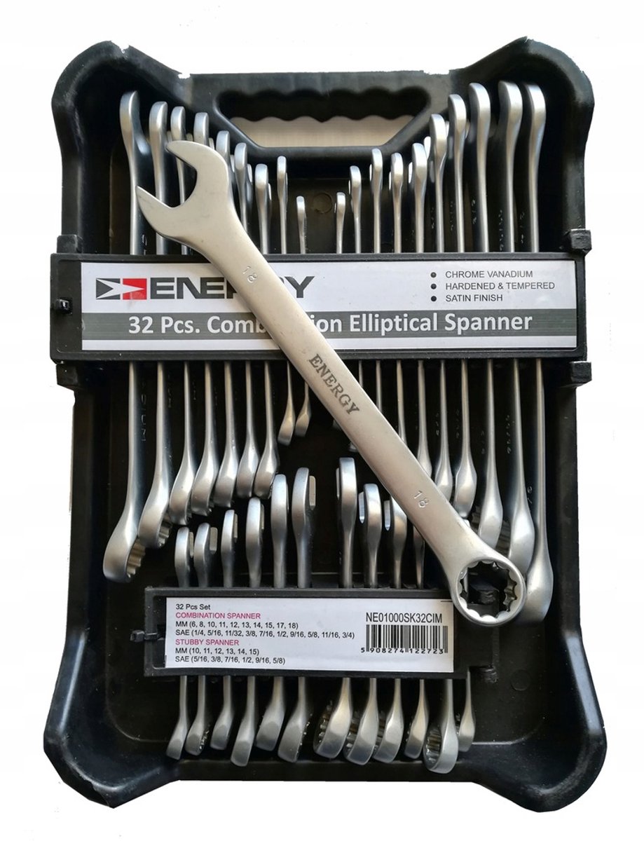 Energy Sleutelset Metrisch & Inch - 32 Delig - Chroom-Vanadium Staal