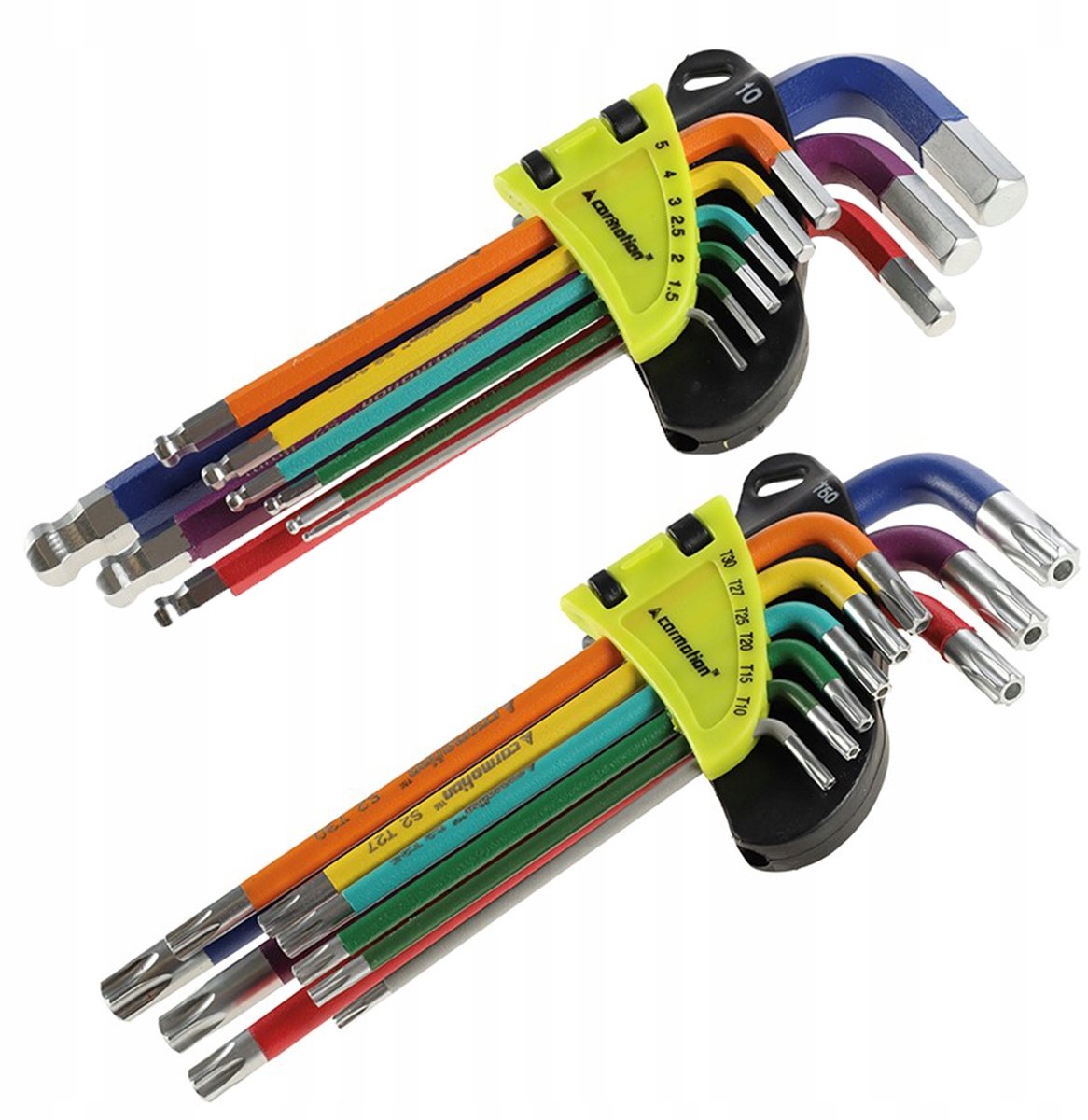 Set Inbussleutels & Torx met Kogelkop - 18 Delig - Kleurrijk