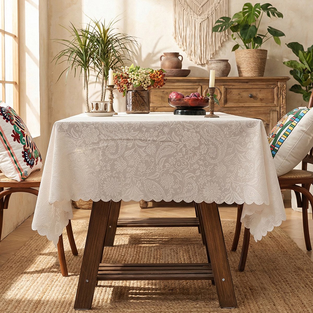 Casalora Kanten Tafelkleed 90x90 cm – Vierkant Bloemen Tafellaken – Vintage Tafeldecoratie voor Eettafel, Salontafel & Theetafel
