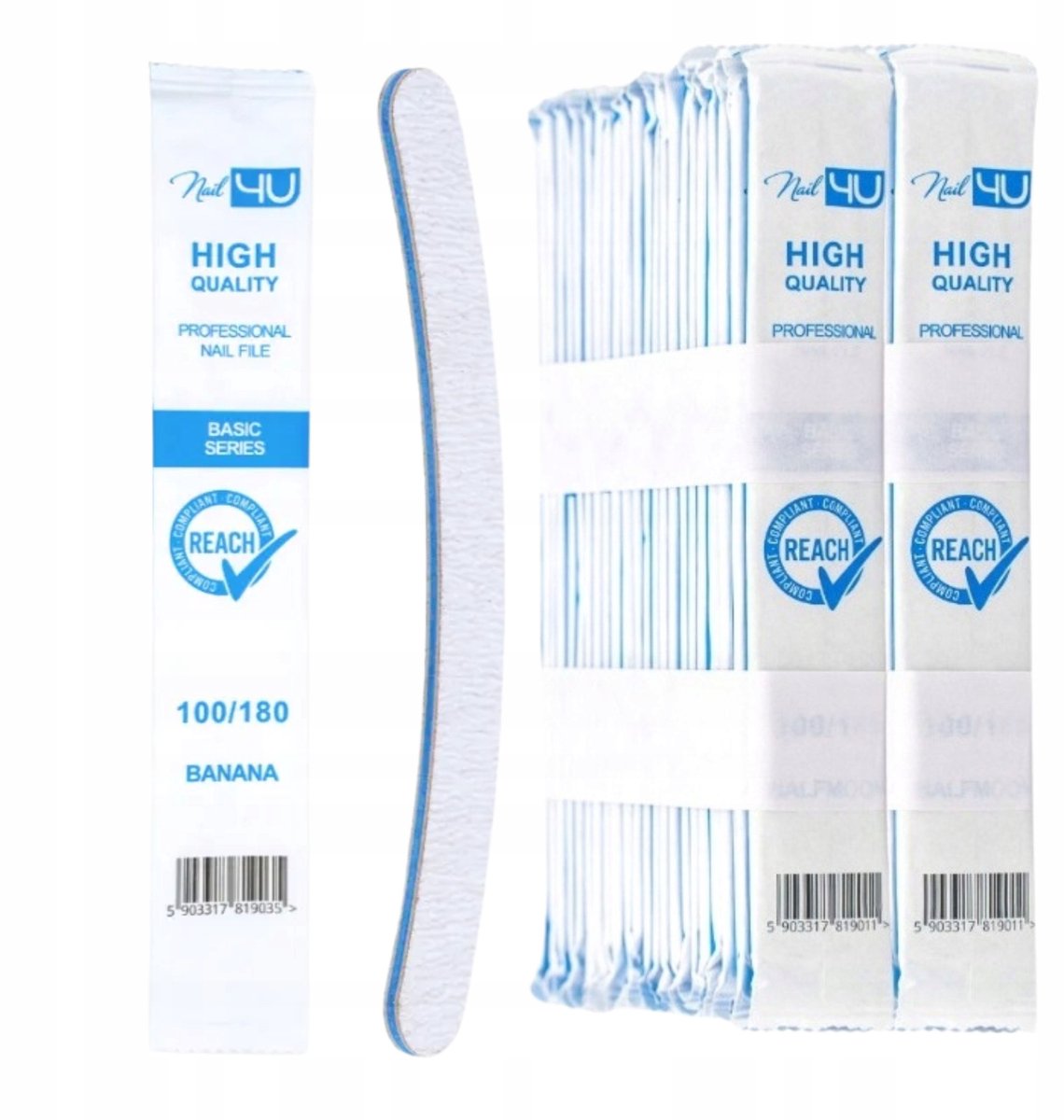 Nail4U Banaan Vijlen 100/180 - 50 stuks, hygiënisch verpakt