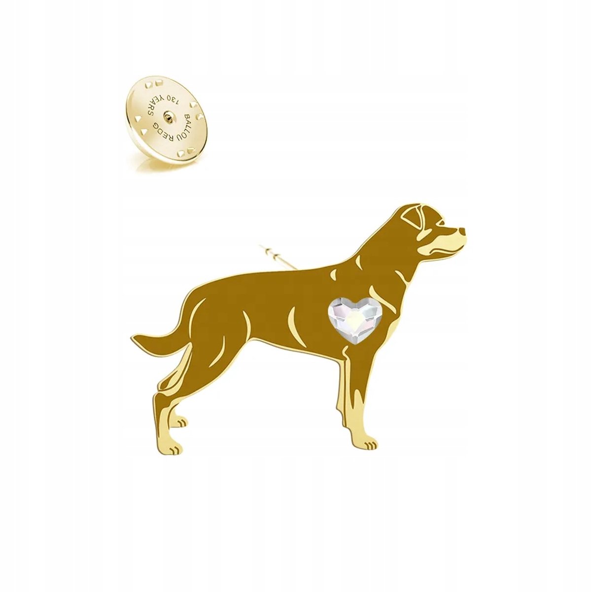 Gouden Rottweiler Pin van 925 Zilver - Uniek Sieraden Cadeau