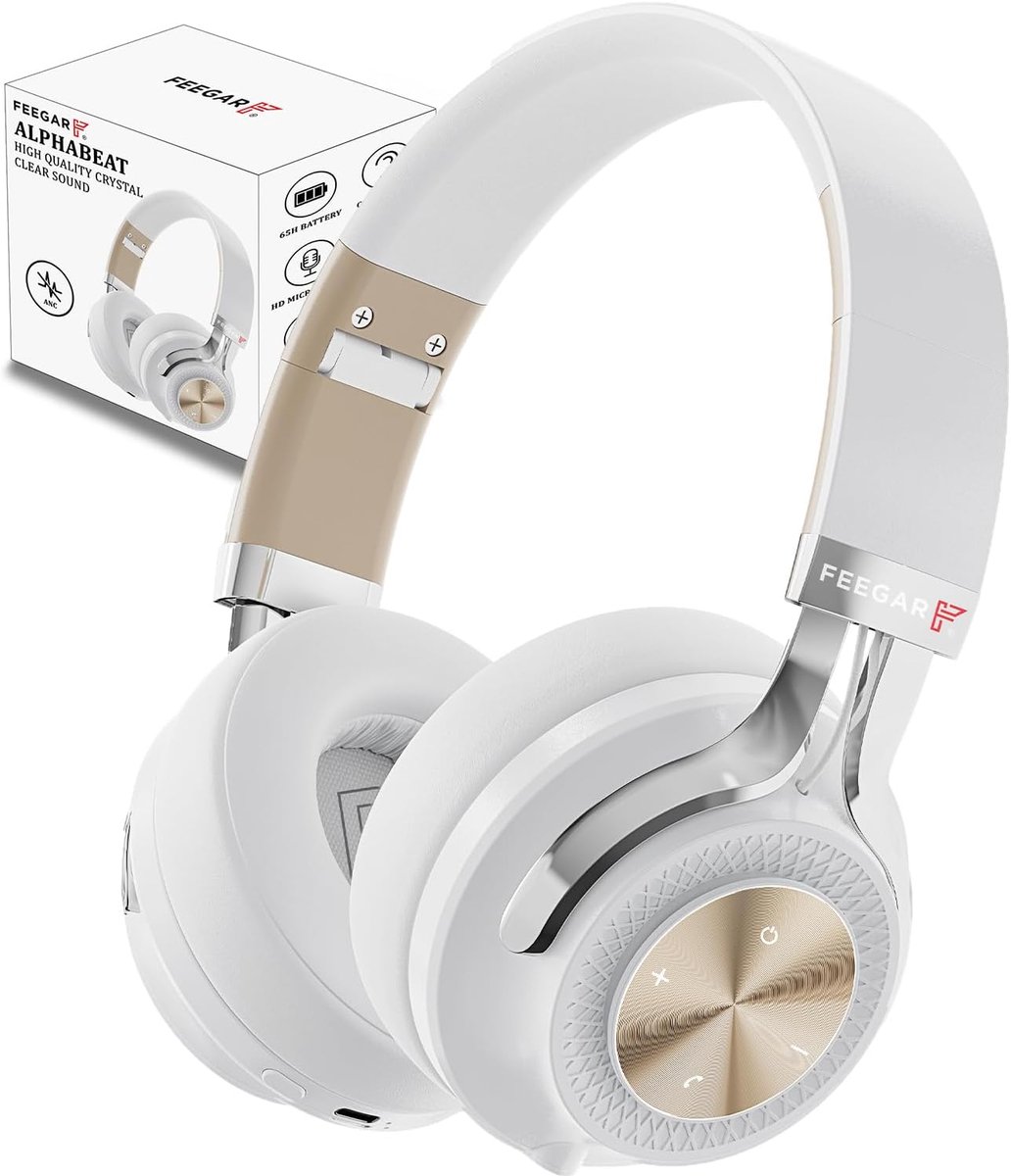 Bluetooth Hoofdtelefoon Over Ear - 65 Uur Speeltijd - ANC Geluidsisolatie - Ideaal voor Thuis en Kantoor - ShopVlot
