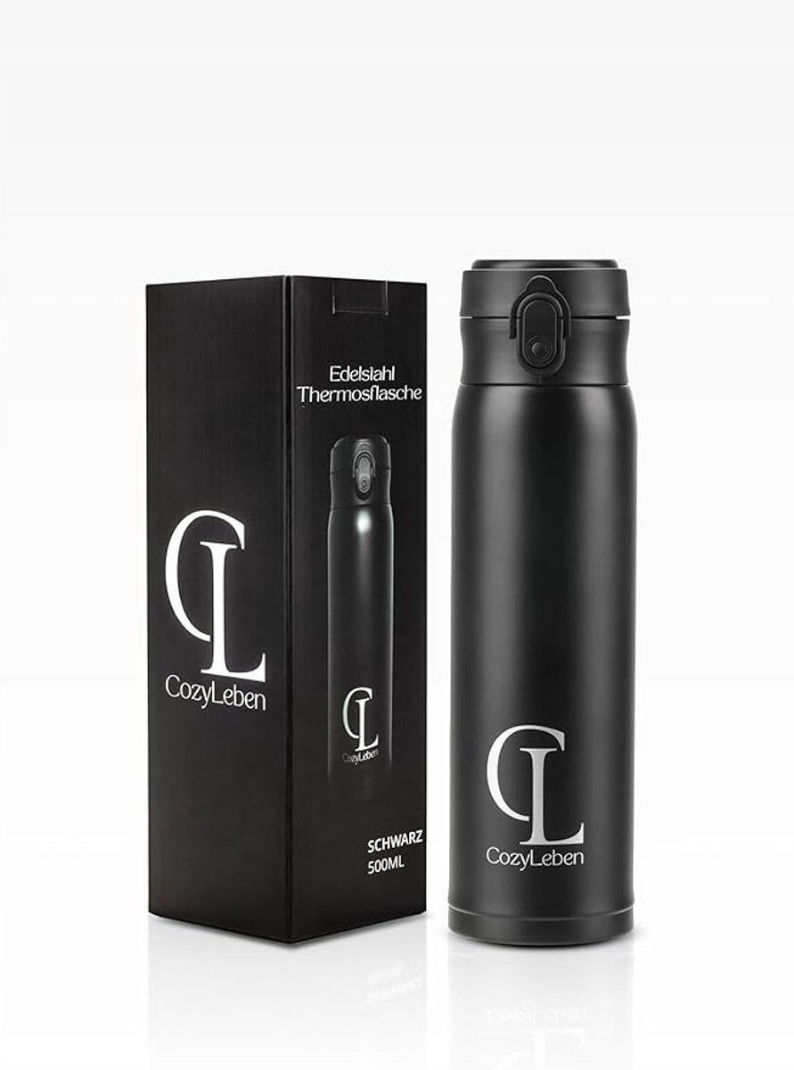 Merkloze Thermosfles 500ml - RVS, Lekvrij, BPA-vrij, Lichtgewicht