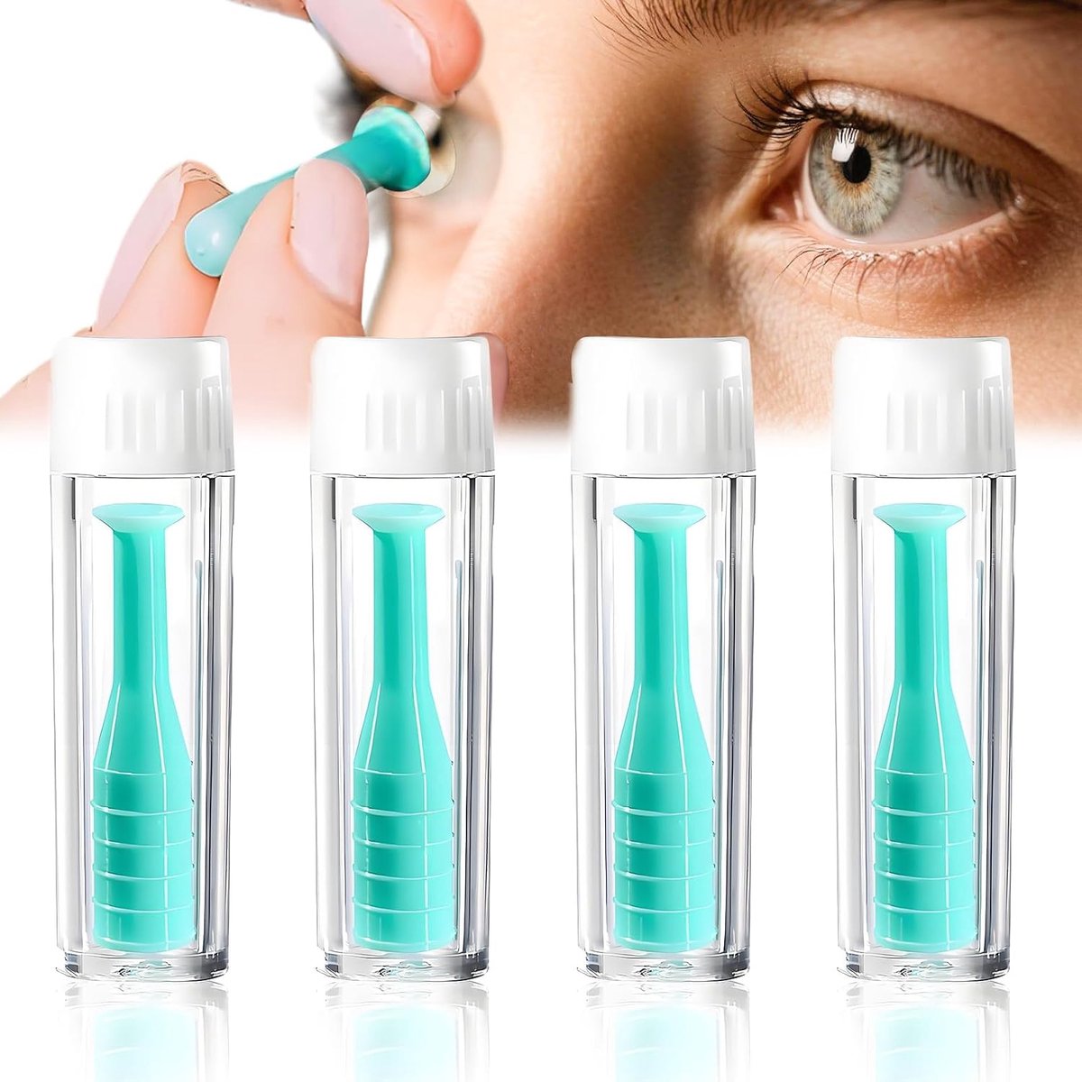 siliconen contactverwijderaar 4 stuks - medische siliconen - veilig en hygiënisch - voor stijve en zachte lenzen - ShopVlot