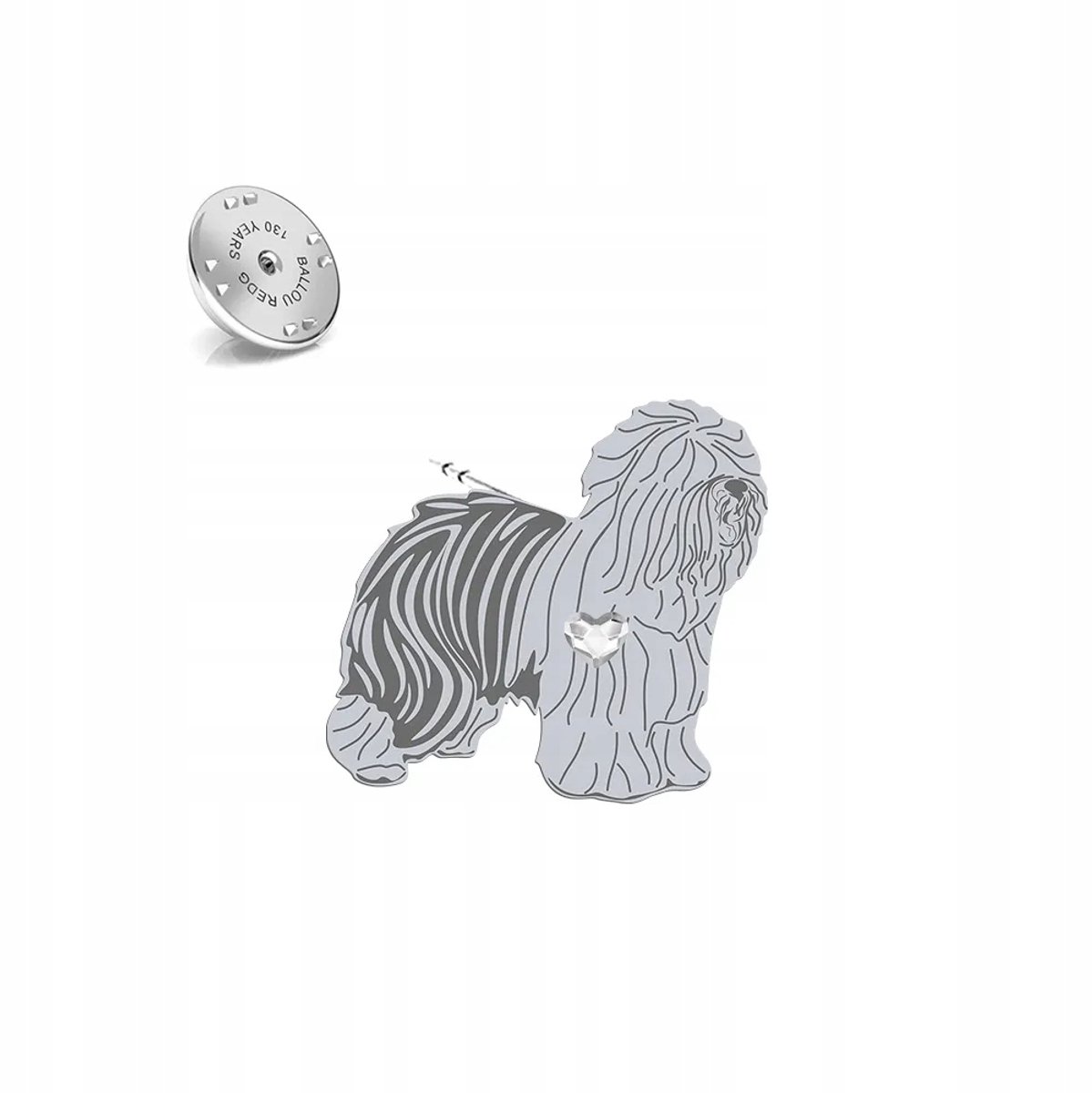 Zilveren Broche Old English Sheepdog 925 - Uniek Cadeau