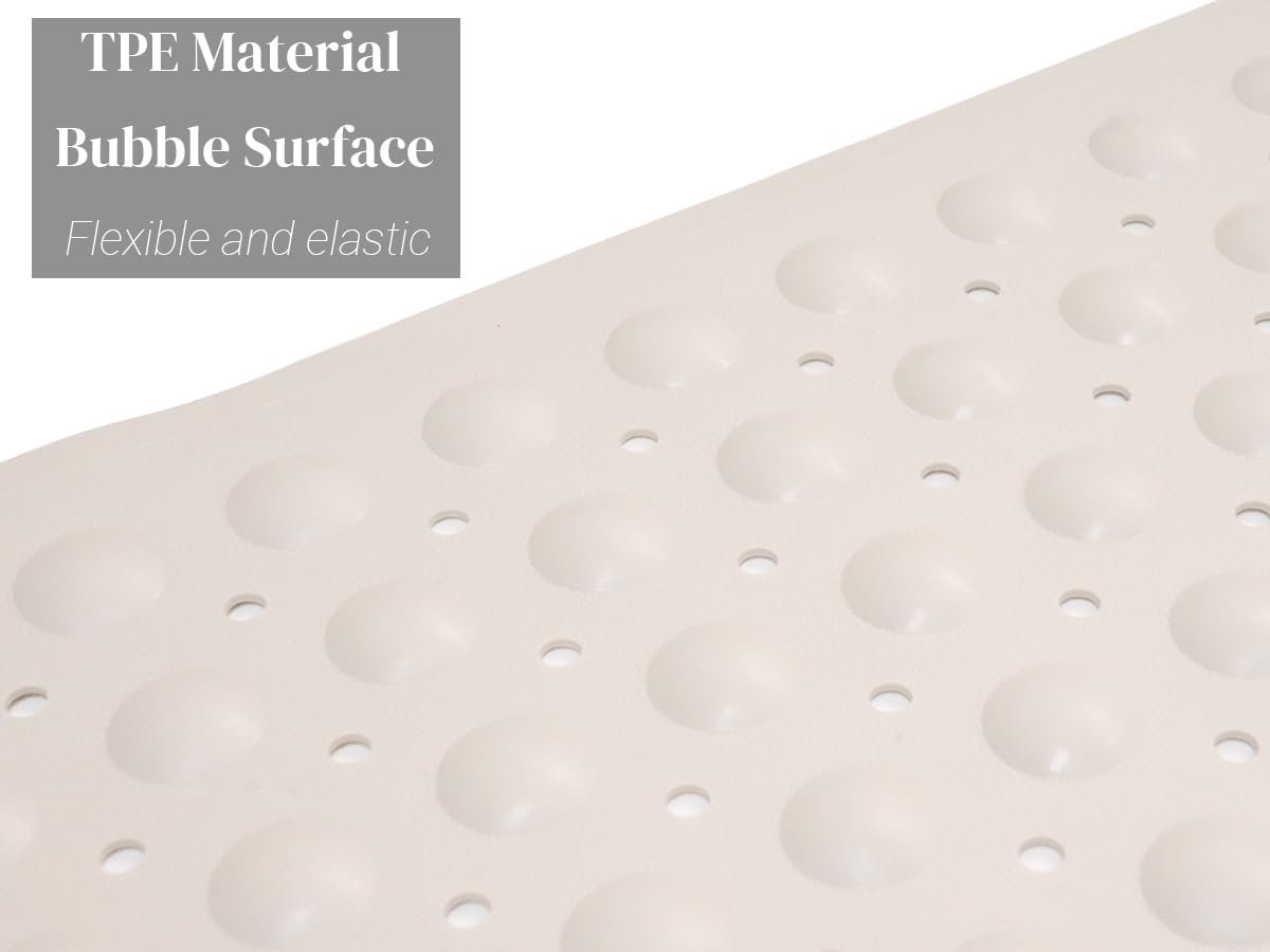 CyanWind TPE Douchemat antislip badmat badmatten met zuignappen voor badkamer (27,6" × 15", beige) - ShopVlot