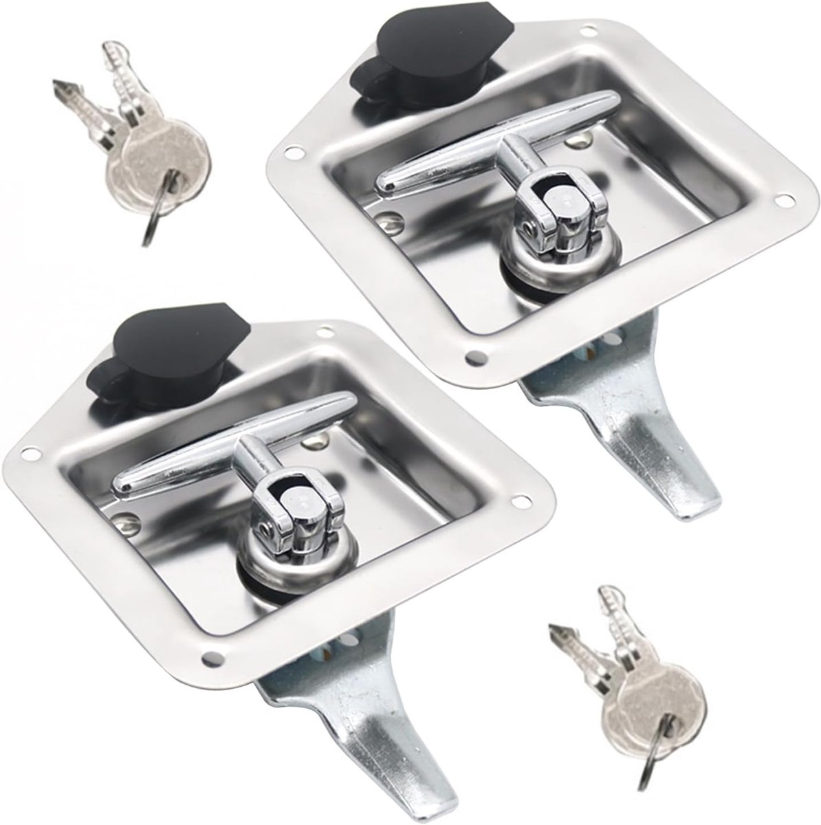 Set of 2 Truck Tool Box Locks T-Shaped Handle Lock Tool Stainless Steel Folding T-Shaped Handle Lock Tool with 2 Keys - ShopVlot