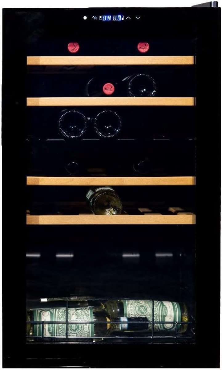 Cristallo Wine Climate Cabinet Freestanding - Black - Wine Fridge 33 bottles - 85 x 49.5 x 43 cm - ShopVlot