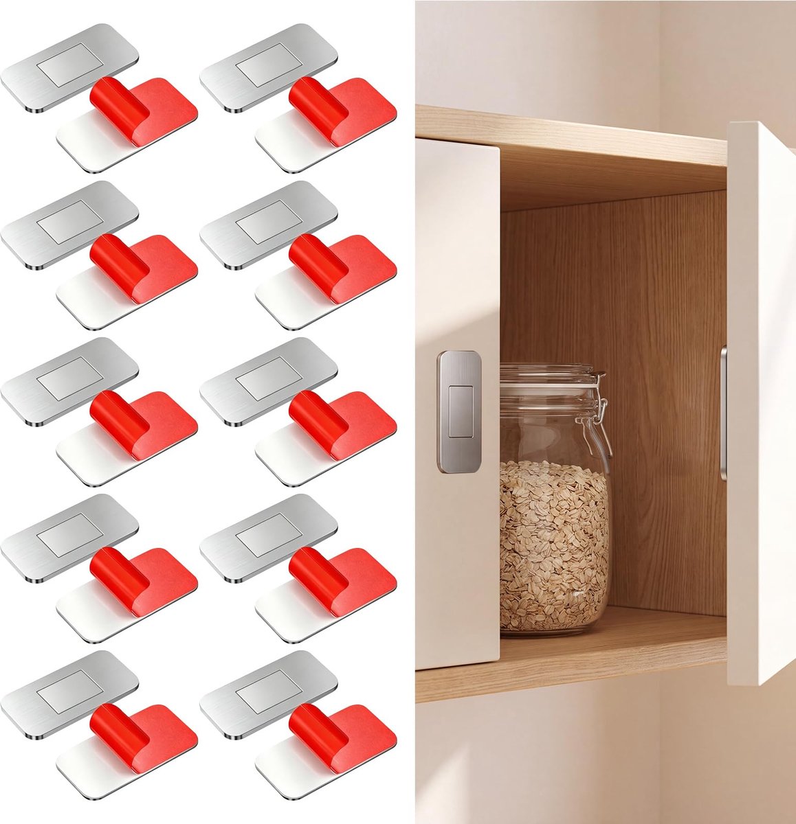 Magneetsluiters 10 stuks - ultradun - roestvrij staal - extra sterke zelfklevende sluiting voor kastdeuren - ShopVlot