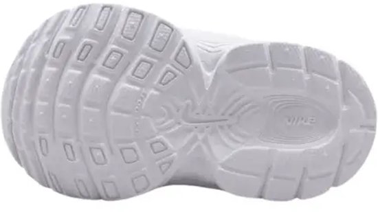 De witte buitenzool van een sneaker, met profiel.