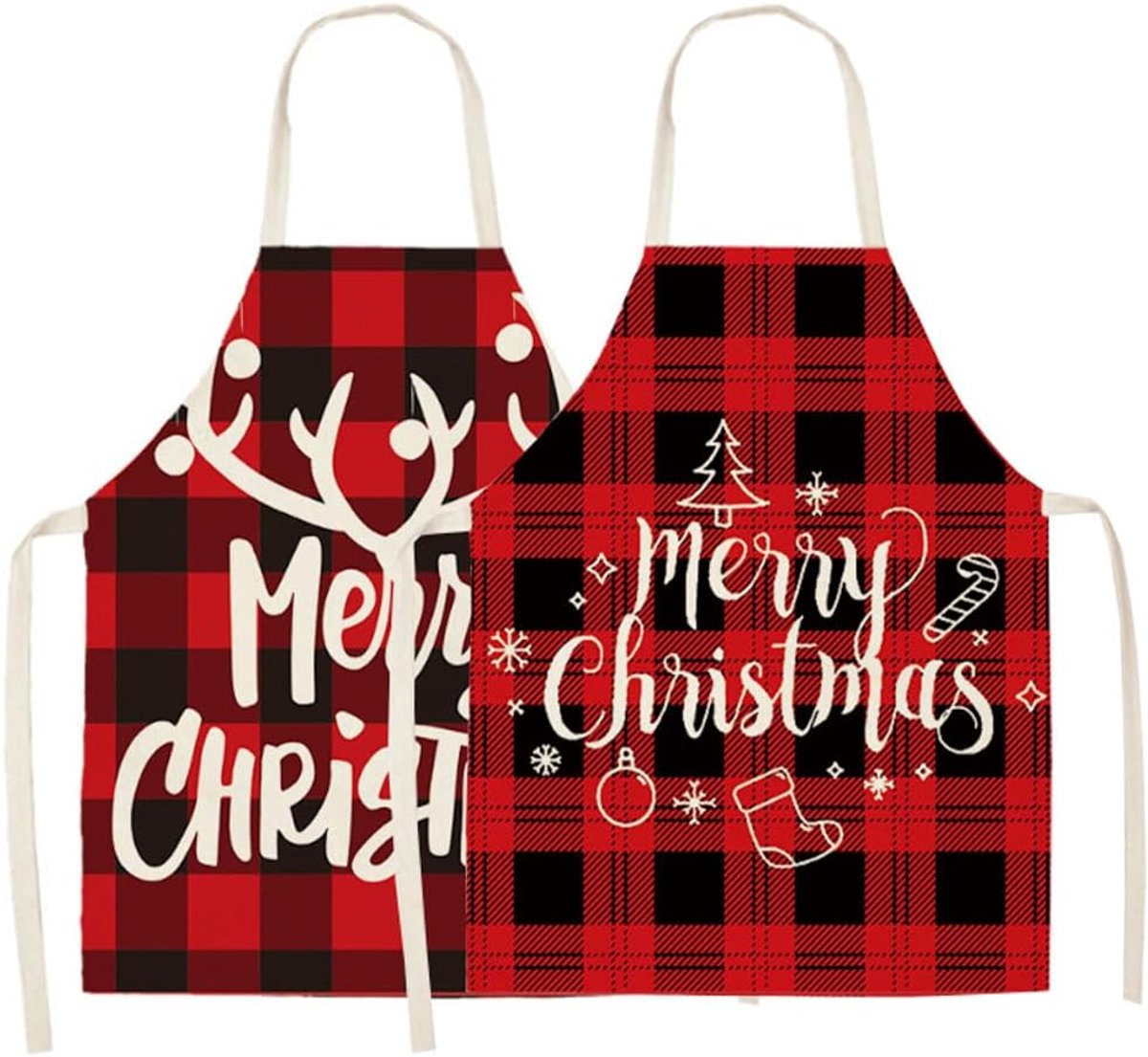 2 Pcs Christmas Apron for Men and Women, Cotton Christmas Apron, Waterproof Apron, Kitchen Apron, Cooks, Bib, Baking - ShopVlot