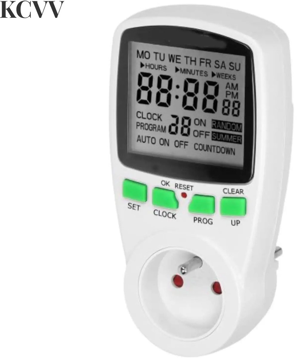 Timer stopcontact buiten-timer stopcontact buiten-timer stopcontact-Timersleuf - 16 programmeerbare verschillende werkstanden - Wit - 16x8cm