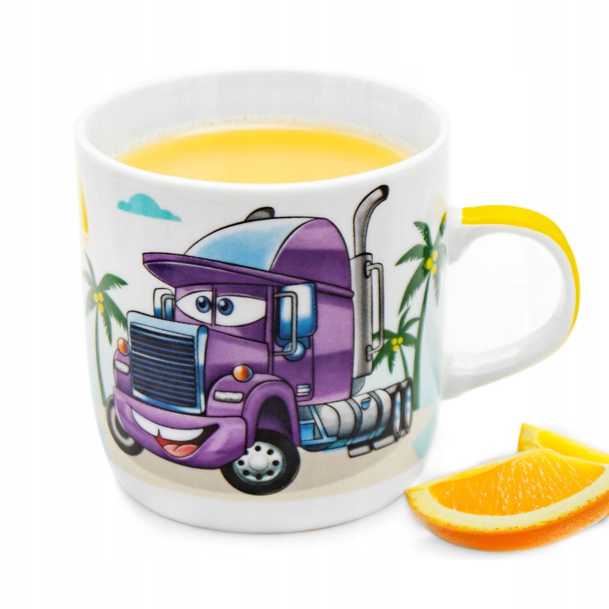 Kinderbeker 230ml met handvat - Vrolijk Vrachtwagen Design