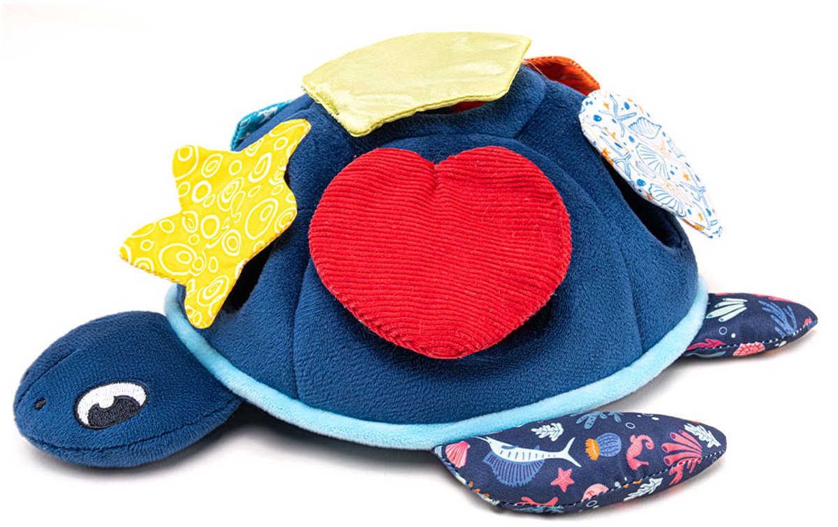 casalora® Speelgoed voor vroege ontwikkeling voor baby's – Educatief babyspeelgoed – Sensorisch speelgoed – Kiekeboe-speelgoed met oceaanthema – Sensorische pluche knuffel met geluid – Kalmeert en boeit baby's – Geschikt vanaf de geboorte – Blauw
