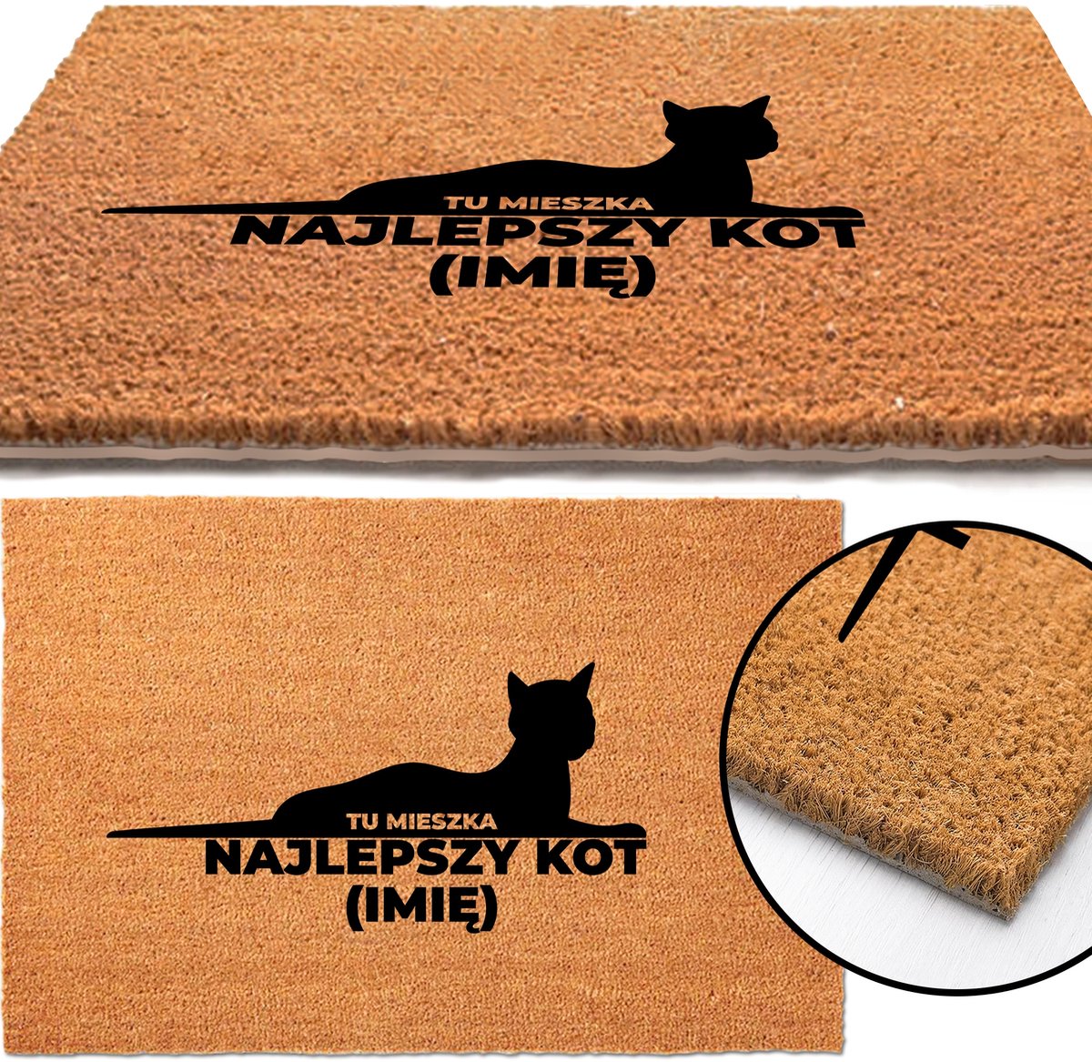 Kokosmat met kattenprint - Welkom thuis!