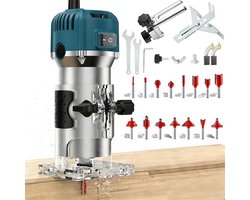 Freesmachine - 800W kantenfrees - 6 snelheden instelbaar - Elektrische Houtfrees met Koffer - Kantenfreesmachine - Bovenfrees - 15-delige freeskopset - antenfrees - Houtfrees