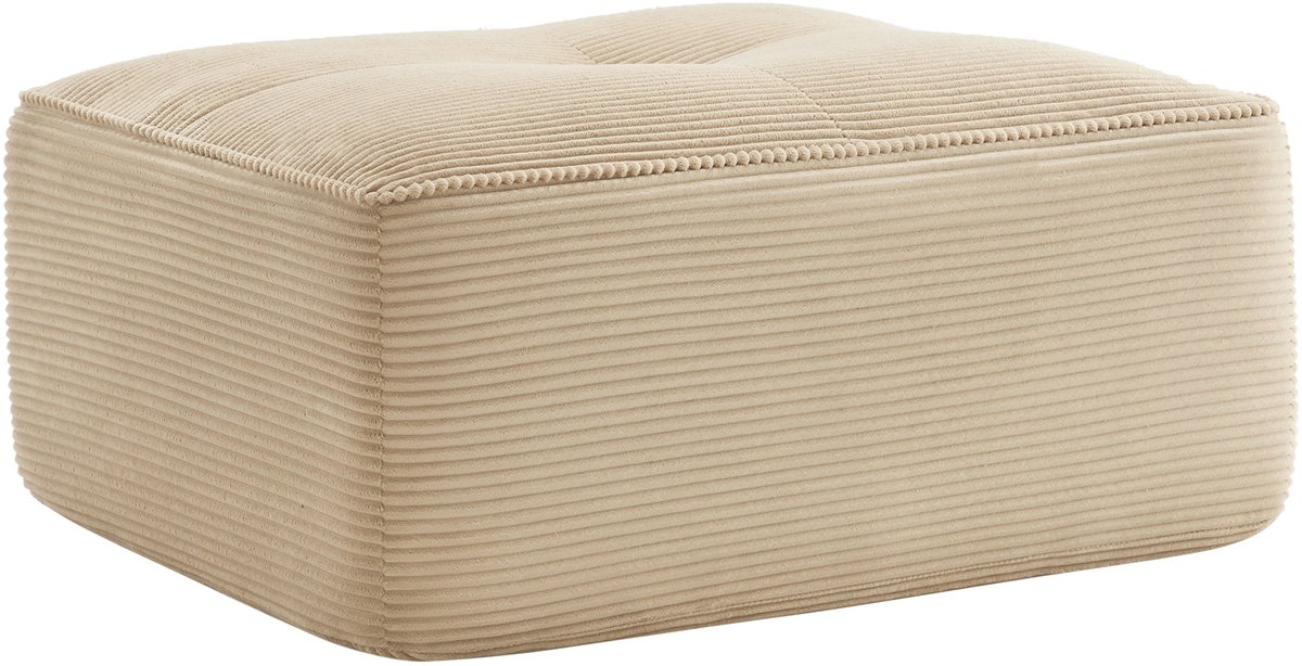MUVANO Cordelia Hocker beige - Grote voetenbank met diepe zit - Krasbestendige corduroy poef - Frameloze lounge hocker - 92x73x40 cm - Modulair - Woonkamer Beige