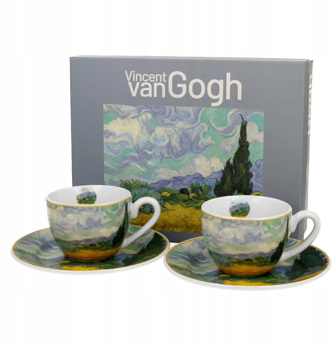 2x Espresso Kopjes Van Gogh Tarweveld 90ml - Luxe Cadeauset
