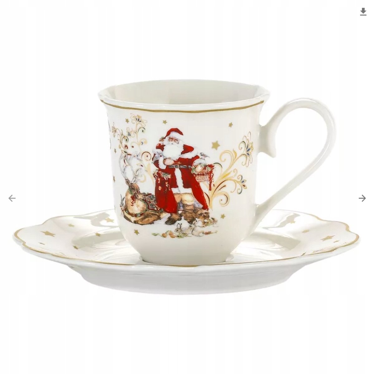 Kerst Espresso Kopjes Set - 2 stuks met Schoteltjes