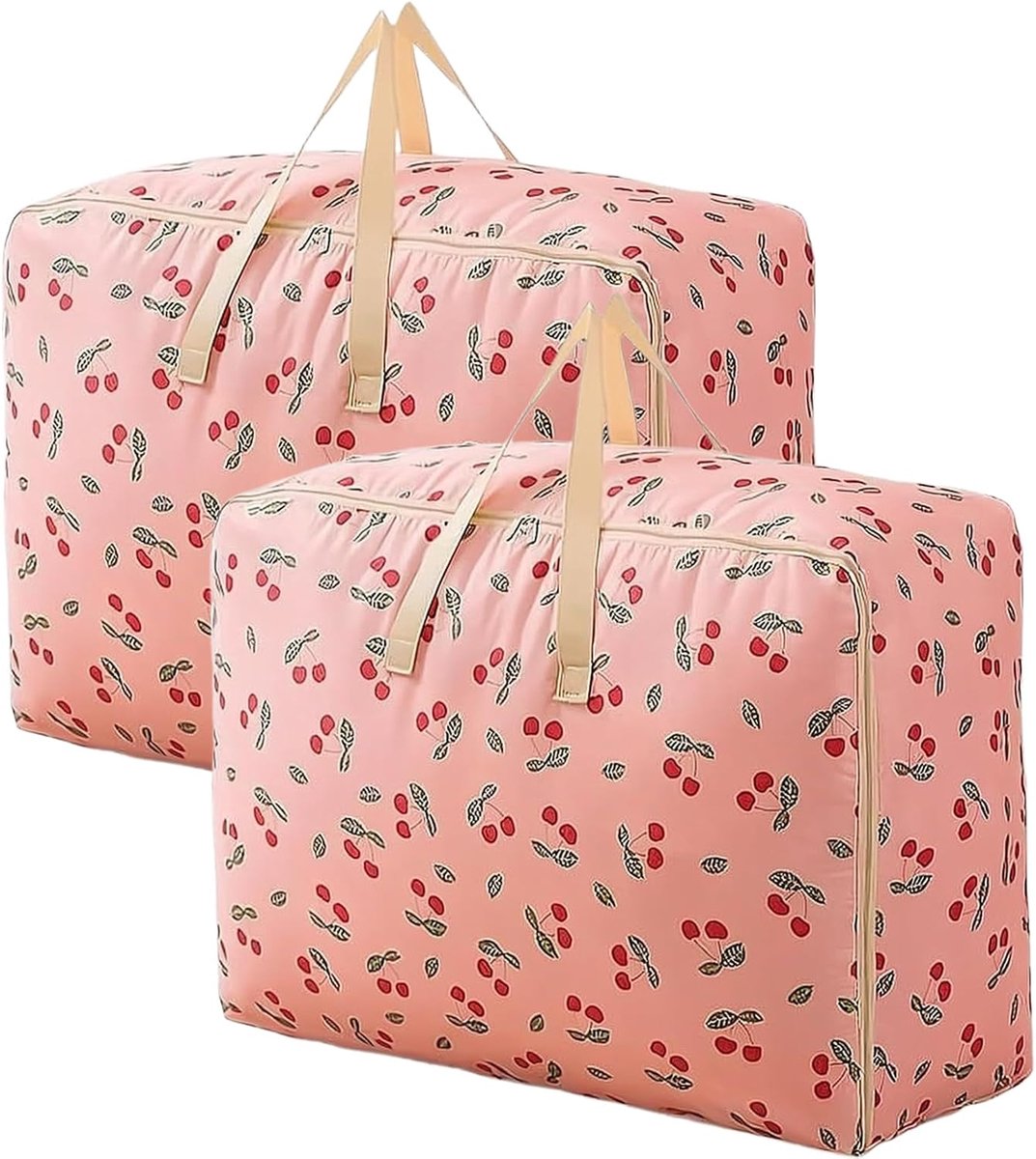 Opberghoezen Set van 2 - Waterdichte Opbergzakken met Rits voor Dekbedden Kleding en Beddengoed - Grote Roze Oxford Opbergzak - Verhuiszakken en Reisopberging - 60x50x28cm