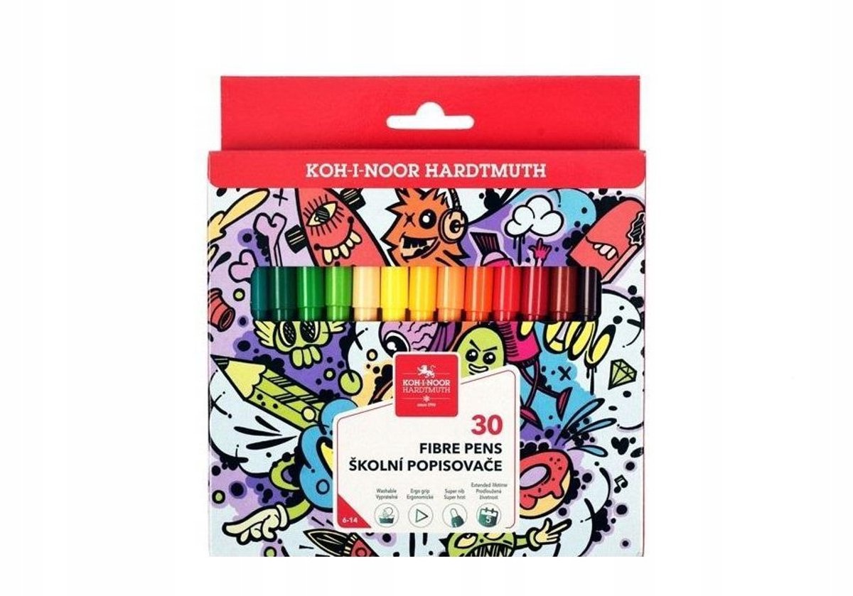 Set van 30 Kleurrijke Markers, Ideaal voor School en Kantoor
