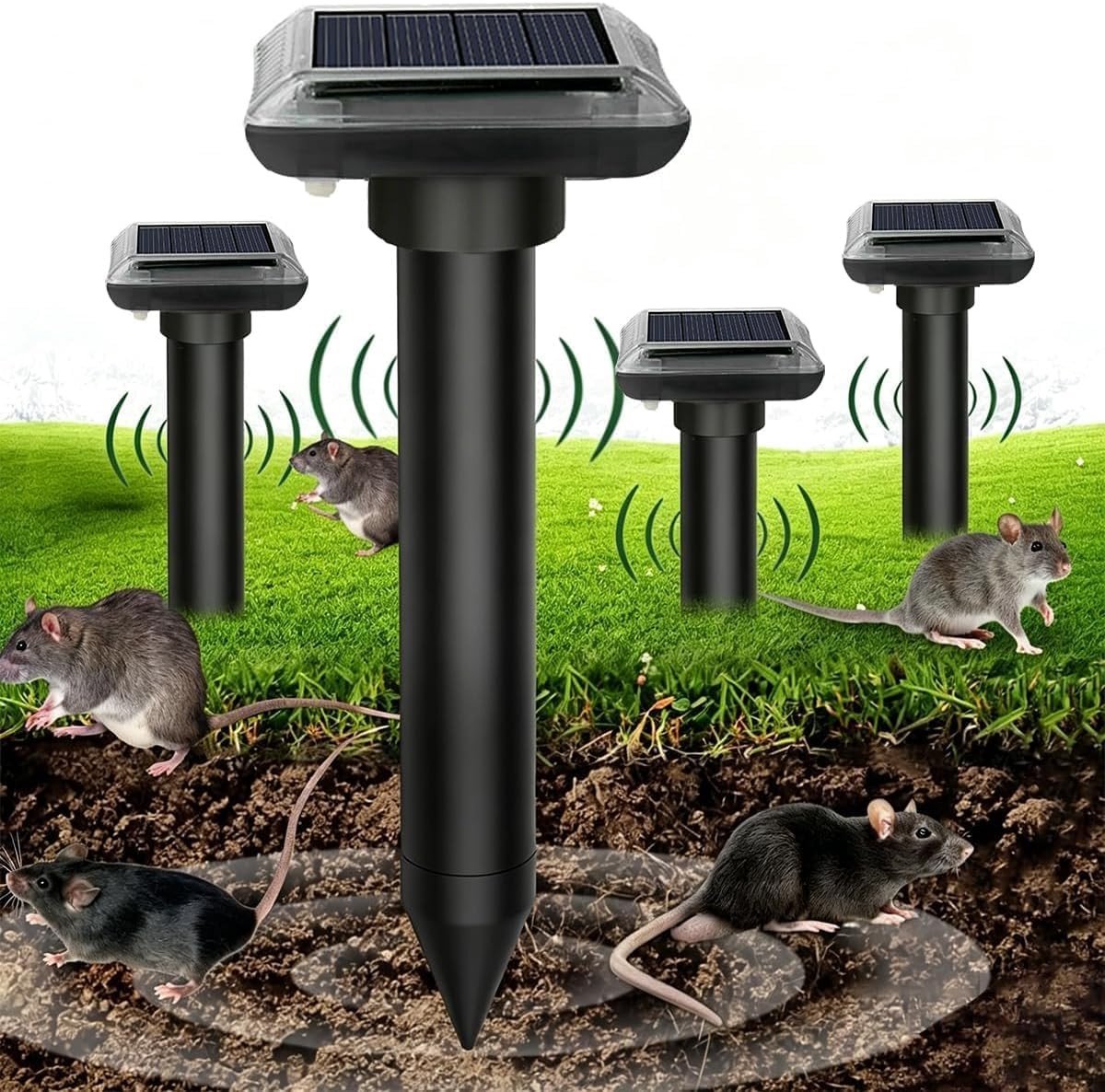 Ultrasone Mollenverschrikker - Zonne-energie - 1 stuk - Dierenvriendelijke Oplossing voor Tuin en Moestuin