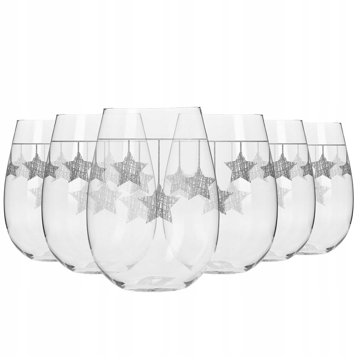 KROSNO Star Wijnglazen met Zilveren Sterren - Set van 6 - 500ml