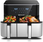WELLENT Airfryer double - 4L+7L - 11 litres - 2 paniers - Airfryer XXL - Écran tactile - 10 programmes - 2600W