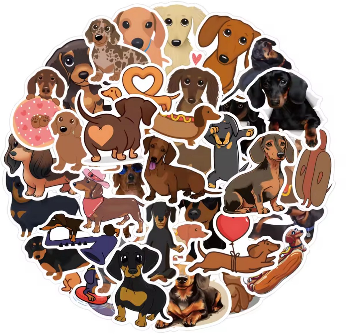 Scoby - Teckelstickers - Hondenstickers - Journal Stickers - Dachshund - 60 stuks