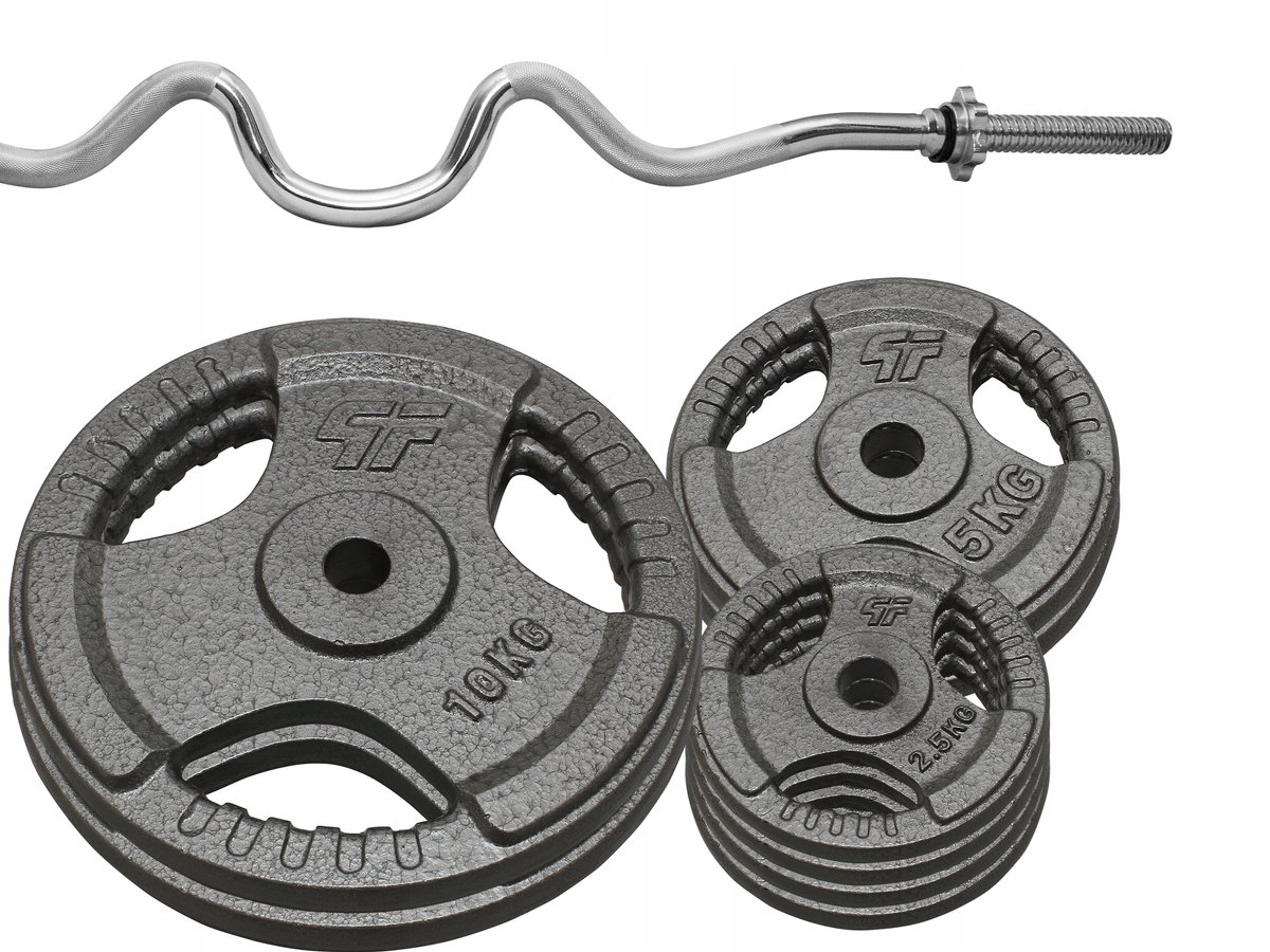 47kg Halteringset met Gebogen Stang - Gietijzeren Schijven