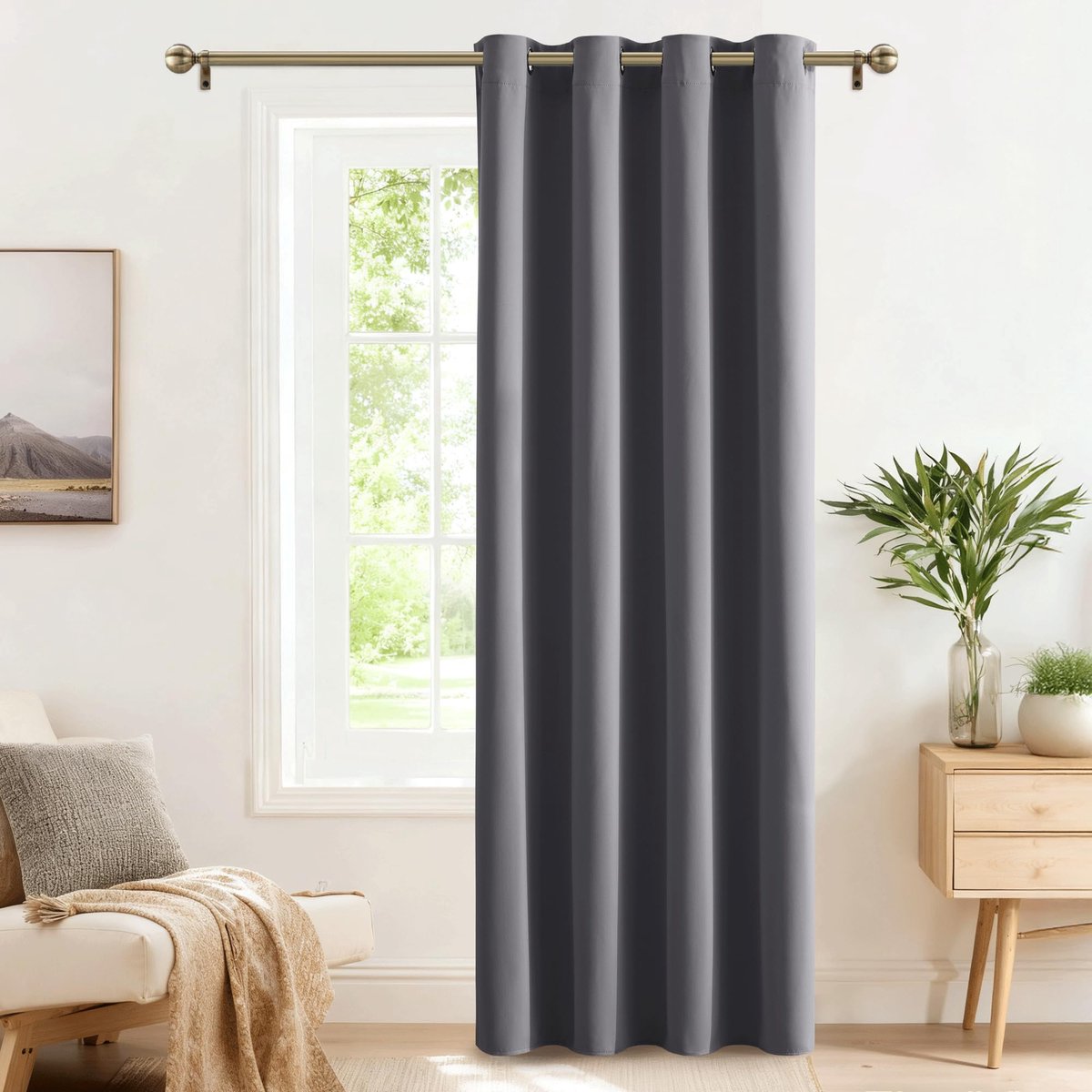 Famanu Blackout gordijn, thermische isolatie, 140 x 240 cm, grijs, ideaal voor slaapkamers en woonruimtes
