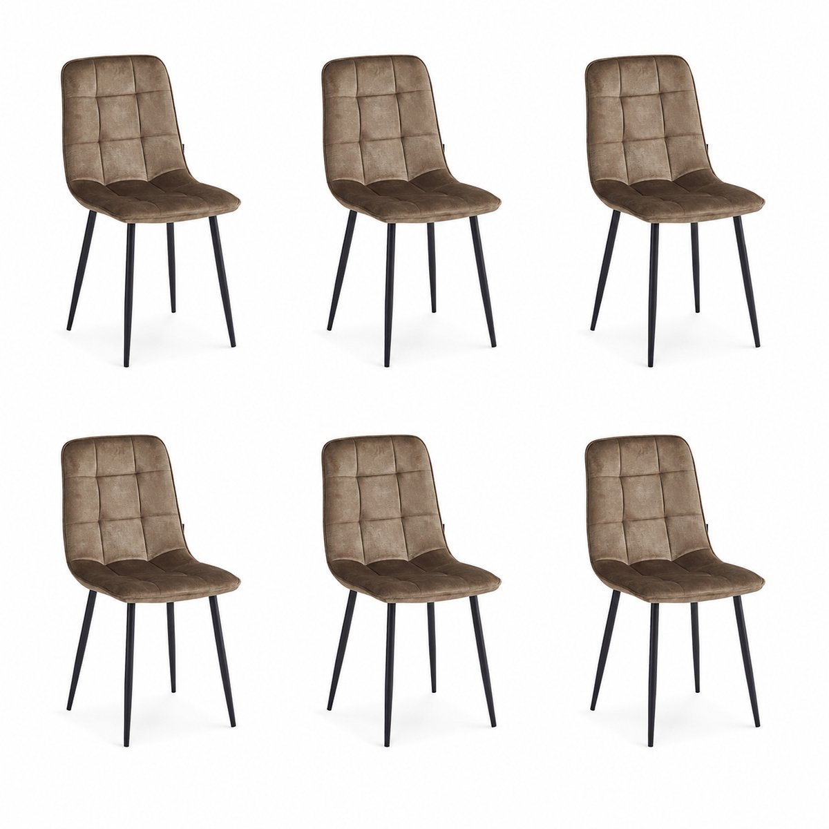 Colenis - Ela Eetkamerstoel - Set Van 6 - Taupe - Adoré Velvet - Design