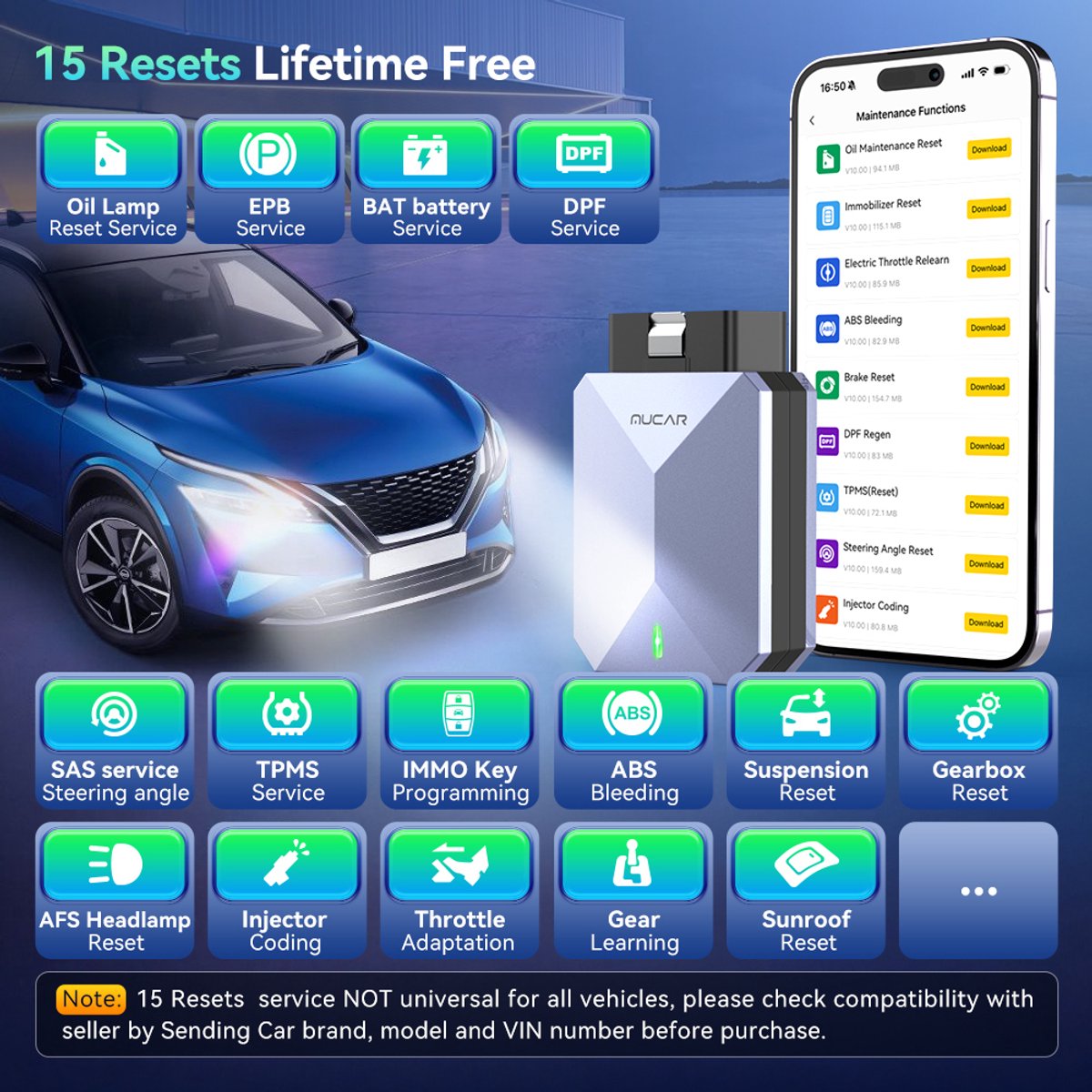 MUCAR BT200 MAX OBD2 Scanner ELM327 CANFD Bidirectioneel 15 Resetfuncties Volledig Systeem Diagnose Levenslang Gratis Updates thumbnail 7