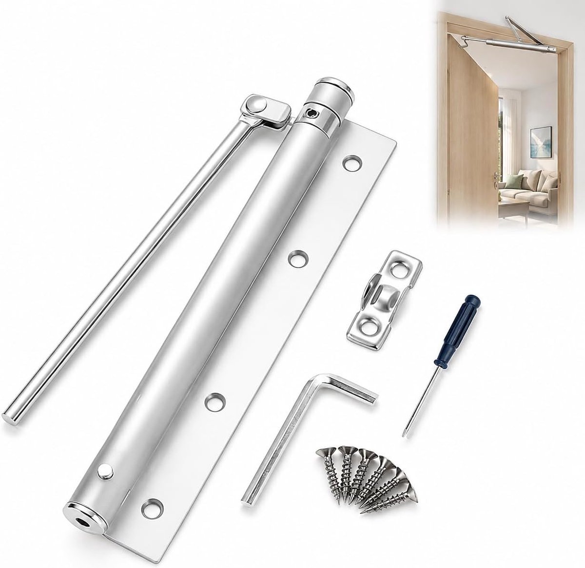 Deurdranger automatisch - RVS - zelfsluitend systeem - ideaal voor houten en aluminium deuren - ShopVlot