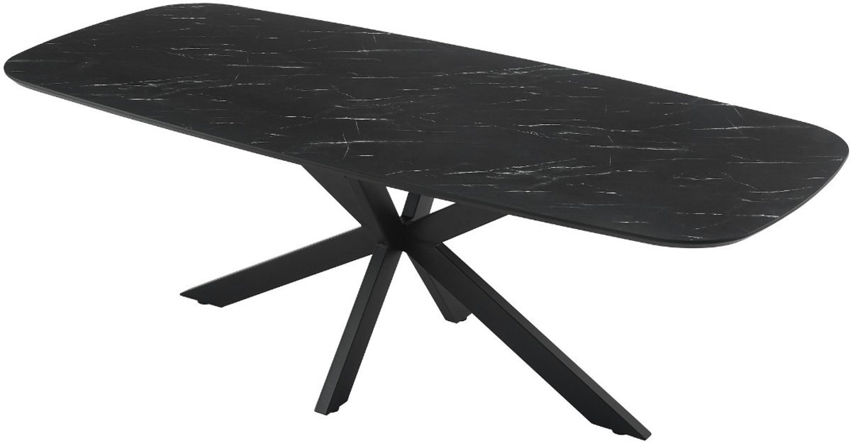 Giga Meubel Eettafel Marco - Deens Ovaal Zwart Hout - 220x100x76cm