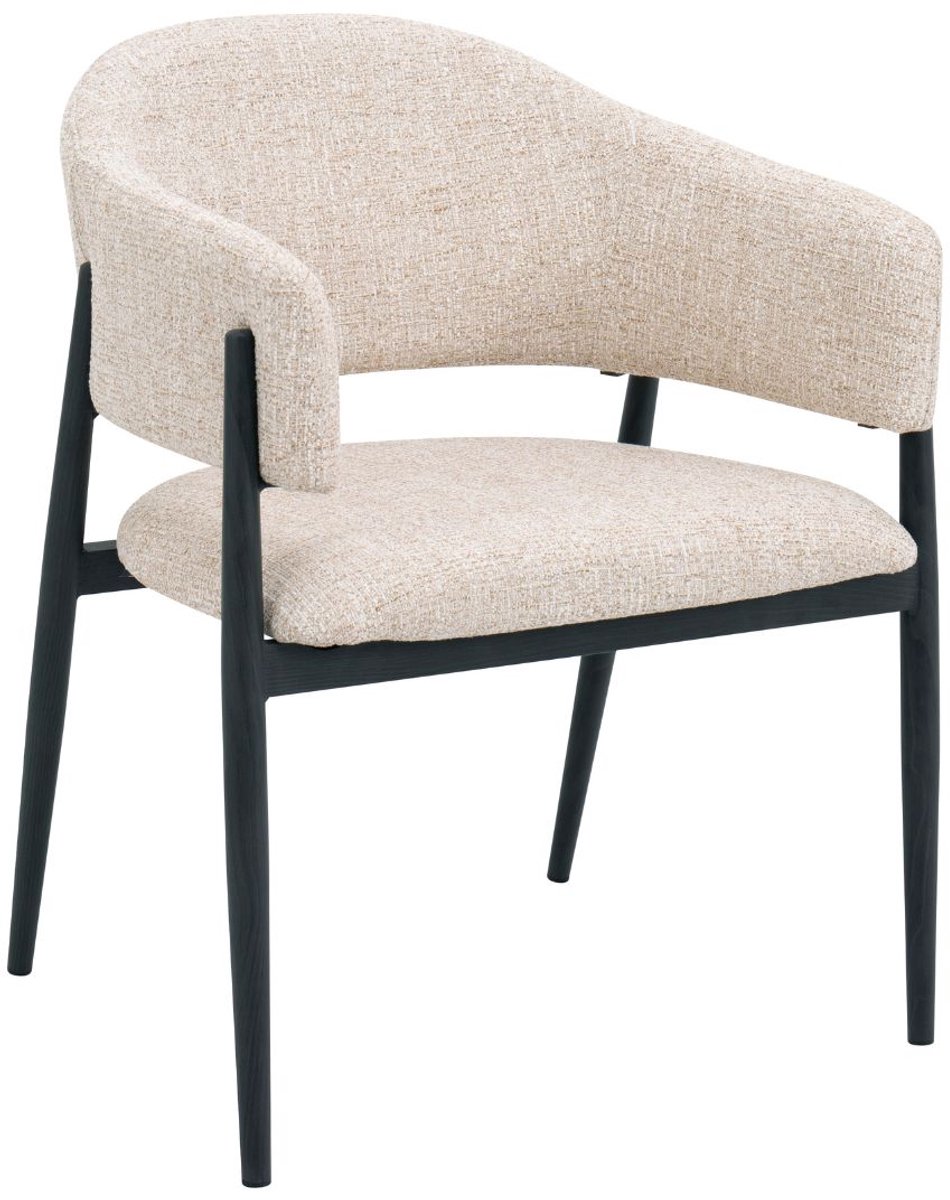 DÉJA Living Eetkamerstoel Dénia - Beige/Zwart Stof - Set van 2