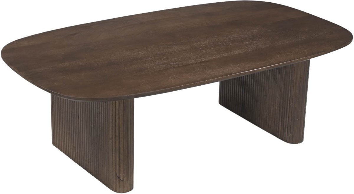 Giga Meubel Salontafel Juro - Deens Ovaal Donkerbruin Hout - 120x70x38cm